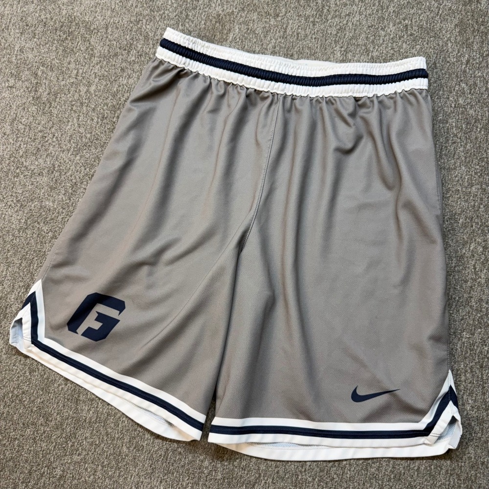 Nike Team Mens Gray Basketball Shorts Navy White Trim Size L Engineered 1314